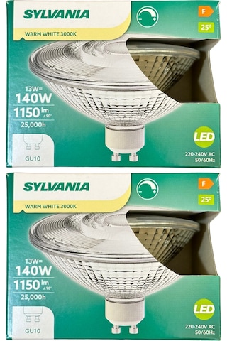 Sylvania 13w 140w 3000k Sarı Işık Gu10 Duylu Dim Edilebilir Led Spot Ampul 2 Adet