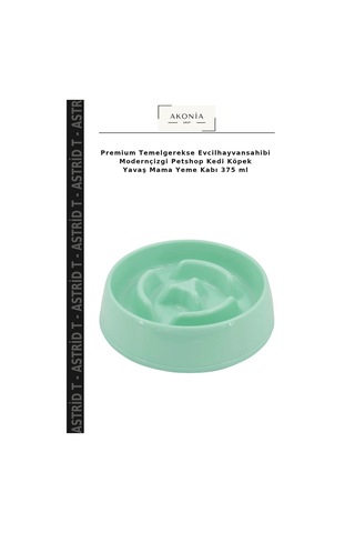 Premium Temelgerekse Evcilhayvansahibi Modernçizgi Petshop Kedi Köpek Yavaş Mama Yeme Kabı 375 Ml