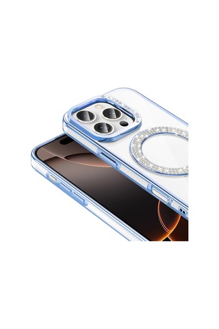 Teleplus Apple Uyumlu iPhone 16 Pro Max Kılıf Karetta Diamod Taş Desenli Magsafeli Kapak
