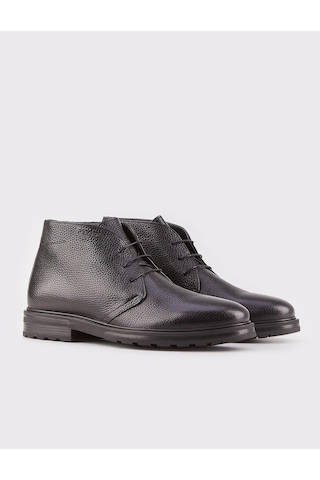 Cabani Hakiki Deri Siyah Bağcıklı Erkek Günlük Bot Siyah