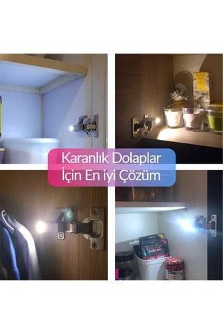 8'li Otomatik Dolap Lambası Mutfak Banyo Gardırop Çekmece İçi Aydınlatma Menteşe Lambası
