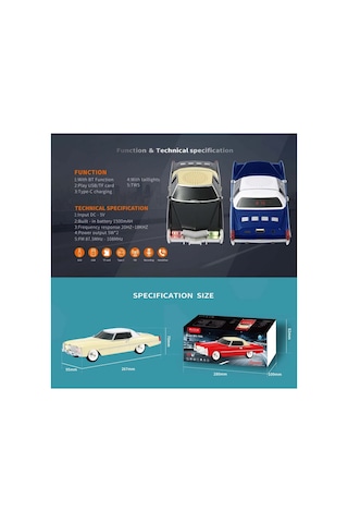Cadillac Eldorado Nostaljik Araba Şeklinde Bluetooth Speaker Şarjlı Kablosuz Hoparlör