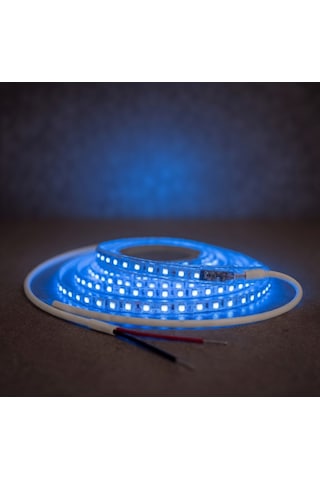 220v 120 Led Dış Mekan Şerit Led Mavi Işık Arkası Yapışkanlı Suya Dayanıklı Dekoratif Aydınlatma 5 metre