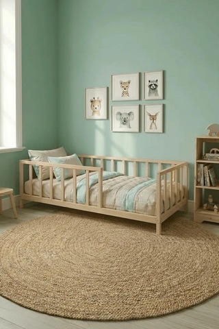 Star Montessori Bebek Ve Çocuk Karyolası Unisex Doğal Ahşap Yatak Kahverengi