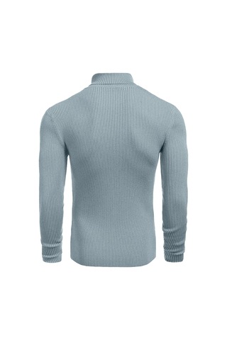 Polızeı Erkek Slim Fit Boğazlı Triko Kazak Esnek Dokulu Buz