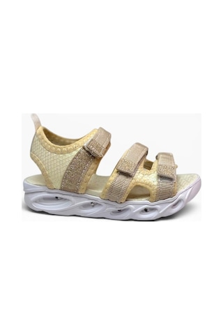 Arzen Bebe 230-26 Simli 3 Cırtlı Işıklı Anatomik Kız Çocuk Sandalet 26-30 Altın