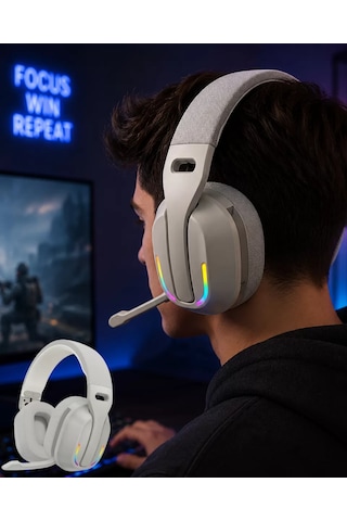 Hepsi Kablosuz Bluetooth Kulaklık Rgb Işıklı Mikrofonlu Stereo Kulaküstü Kulaklık Najmaddin