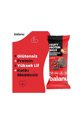 Balunu Çilek Dolgulu ve Bademli Meyveli Protein Topları 6 x 55 G
