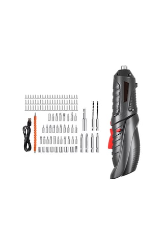 Wezone 3.6v Li-ion Şarjlı Elektrikli Tornavida Seti, 3.5nm Tork, Led Işık, Usb Şarj, Düz/kanatlı Mod, 113 Parça, Siyah