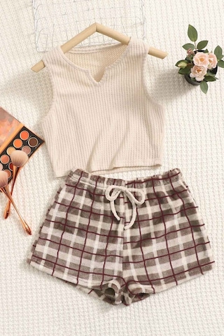 Merry See Altı Peluş Polar Üstü Örme Kolsuz Pijama Takımı 001