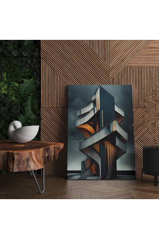 Modern Spiral Merdivenli Mimari Kanvas Tablo Nv00285