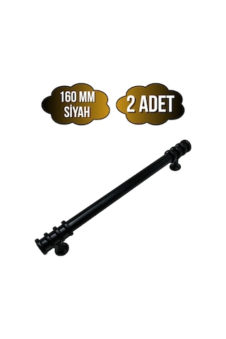 Detay Boru Siyah Desenli Dolap Kulpu Mobilya Ve Mutfak Dolap Kulpu Siyah 160mm 2 Adet Siyah