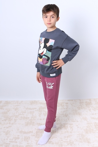 Erkek Çocuk Eşofman Takımı Mickey Mouse Baskılı Ribanalı F4 Vişne Çürüğü