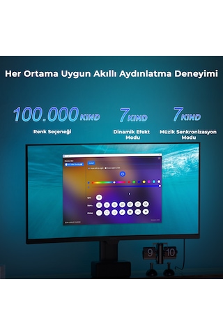 İdragon Pc Sync Rgbıc Monitör 24 İnch Arka Aydınlatma Led, Ekran Senkronizasyonlu, Mobil Uygulama Ve Kumanda Kontrollü, Müzik Senkronizasyonlu Gaming Rgb Işık Dx23014 Çok Renkli