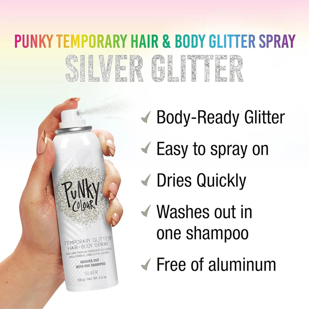 Punky Colour Gümüş Renk Simli Saç Ve Vücut Spreyi 100 G