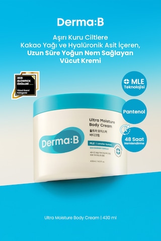 Aşırı Kuru Ciltlere Uzun Süre Yoğun Nem Sağlayan Vücut Kremi Derma:b Ultra Moisture Body Cream