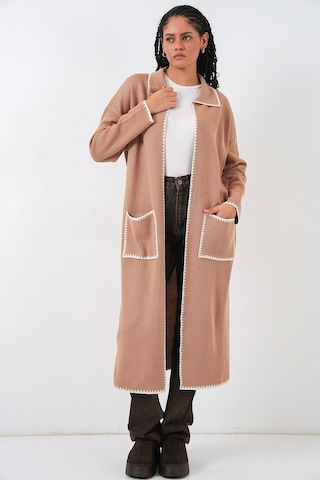 Bigdart Kadın Uzun Oversize Triko Hırka 15962 - Camel
