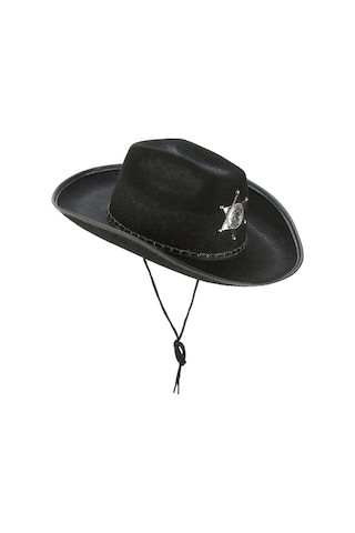 Çocuk Kovboy Şapkası Sheriff Şapkası Siyah Renk +0