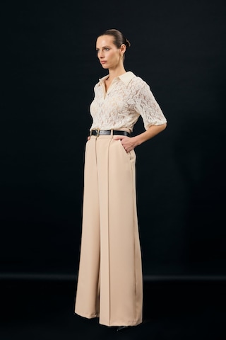 Sateen Kemer Detaylı Pantolon - Bej-137346