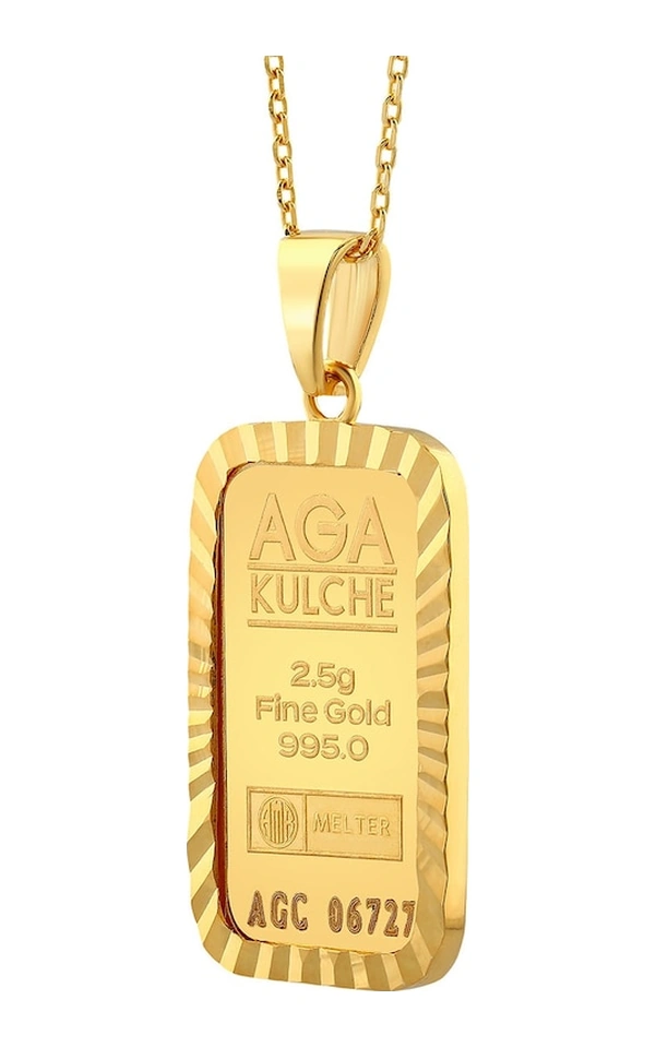 Agakulche 2.5 Gr Kalemli Altın Külçe Kolye