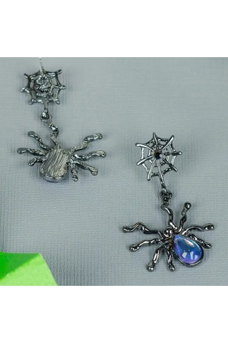 Dükkan Design Y2k Örümcek Detaylı Gotik Küpe Gümüş