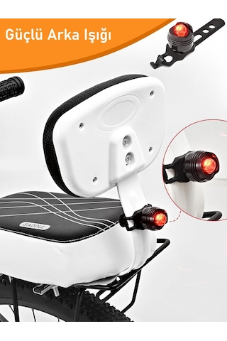 Valkyrie Bisiklet Arka Koltuk Seti Sırt Destekli Sele Minderi Tutma Barı Ayak Pedalı Arka Işıklı Siyah