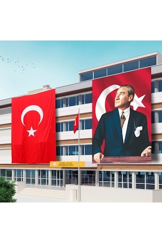 400x600 Atatürk Posteri Ve Türk Bayrağı Raşel Kumaş-1 Tek Ebat