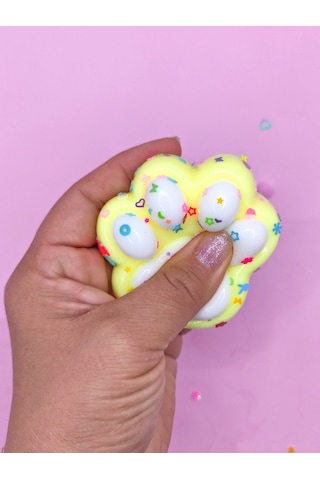 Pati Taba Squishy Kedi Pati Sıkma 7 Cm Pullu Pati Sukuşi - Sarı