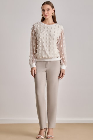 Dökümlü Ekru Dantel Bluz Ekru