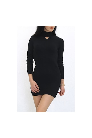 Bensu Store - Yarım Balıkçı Dekolteli Elbise Siyah - 7975.1319. 001