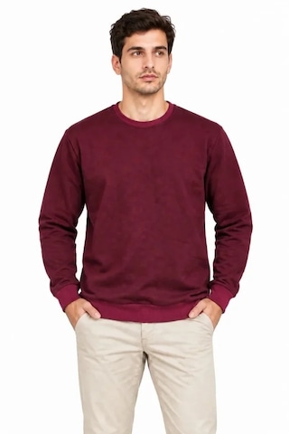 Modi Erkek Bisiklet Yaka İçi Şardonlu 2 İplik Düz Uzun Kollu Regular Fit Sweatshirt -bordo Bordo Xl