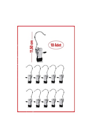 Metal Krom Kaplama Eşarp Askısı, Şal Askısı, Çok Amaçlı Askı 10 Adet Çok Renkli
