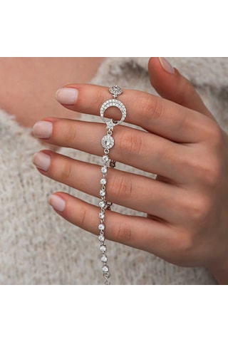 Artsmagazinmücevher Gümüş Zirkon Taşlı Ay Yıldız Kadın Bileklik