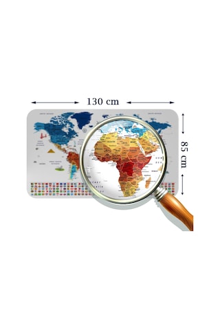 Eğitici - Öğretici Dünya Ve Türkiye Haritası Çocuk Odası Duvar Sticker-85x130-3891 Çok Renkli