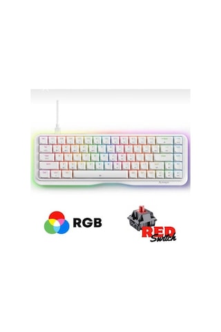 Miaxtreme K68se %65 Sade Tasarım Usb Beyaz Mekanik Red Switch Gaming Oyuncu Klavyesi Aparat li