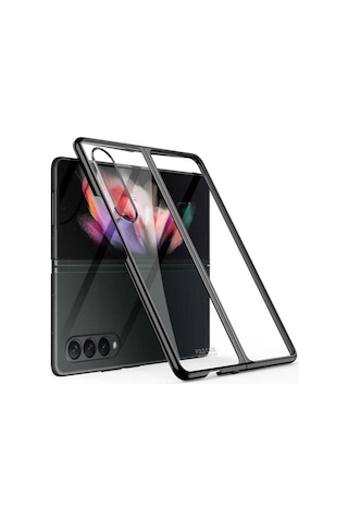 Samsung Uyumlu Galaxy Z Fold 3 Kılıf Zore Kıpta Kapak Siyah