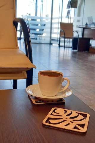 Desen Kesimli Ahşap Bardak Altlığı 6'lı Takım , Kahve Bardak Altlığı, Coffe Time -0126 Kahverengi