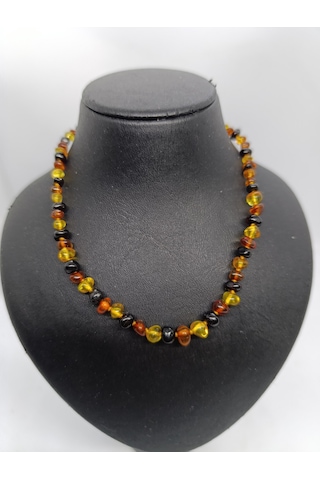 Çocuk Kehribar Kolye Organik Şifa Taşı 32 Cm -1034 Çok Renkli