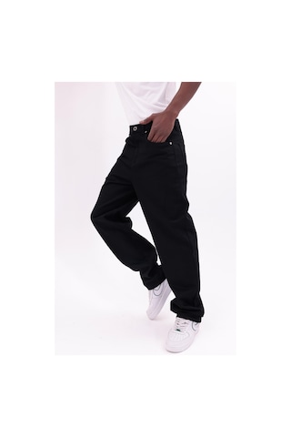 Freemen Erkek Baggy Bol Kesim Kot Pantolon Siyah