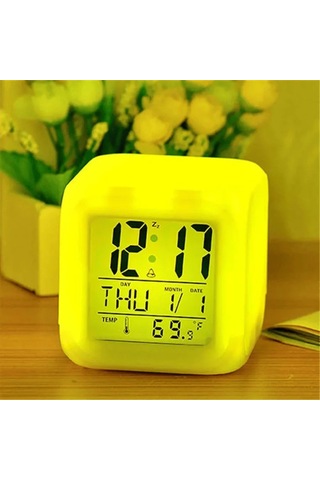 Led Dijital Renkli Masa Saati Alarm Termometre Tarih Masaüstü Saat Bx40 Çok Renkli