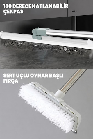 Oynar Başlı Sert Yer Fırçası - Katlanabilir 180 Derece Çekpas Yeni Nesil Fırça Çekpas Seti Cam Çek Ç