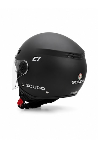 Scudo C1 Open Face Çene Açık Motosiklet Kaskı Ece 22.06 Sertifikalı Mat Siyah