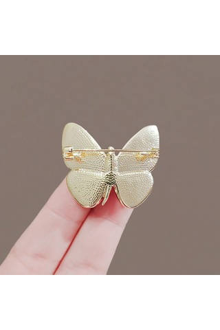 Monyee Altın Renkli Yumuşak Kelebek Motifli Taklit İçinli Broş - Zirve Elegan Fantezi Aksesuar Çok Renkli