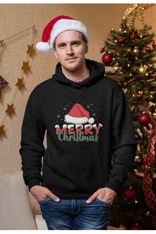 Stil X Yeni Yıl Baskılı Erkek Sweatshırt, Chrıstmas Temalı Siyah-3