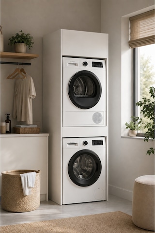 Nest Çamaşır Makinası Dolabı İki Y:214 G:67 D:60 / Beyaz