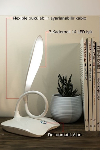 Thentech Masaüstü Led Işık Okuma Işığı Çalışma Işığı Loş Aydınlatmalı Led Işık Siyah