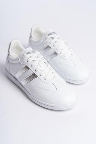 Garantili D30004 Günlük Ortopedik Kadın Sneaker Spor Ayakkabı Beyaz-gümüş