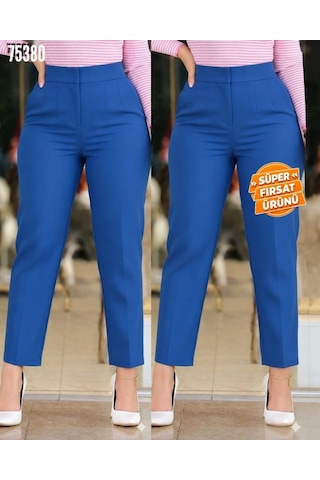 Mythrıva Kadın Üste Oturan Paçası Bilek Üzerinde Biten Krep Kumaş Pantolon 36 S - 50 5xl Lacivert