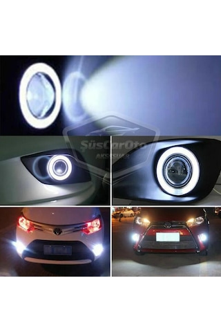 Ford Focus 3 2011-2014 Uyumlu Mercekli Angel Sis Farı Metal Su Geçirmez 76 Mm Beyaz Halkalı Gündüz Far Angel Eyes 2 Adet