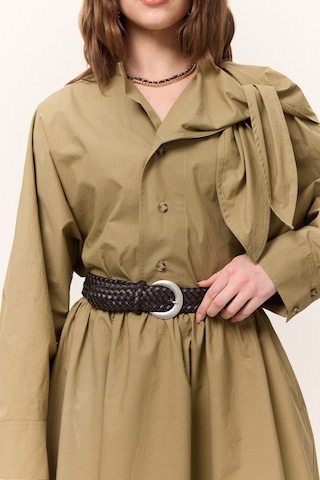 Örgü Deri Tokalı Kemer Kahverengi Kahverengi